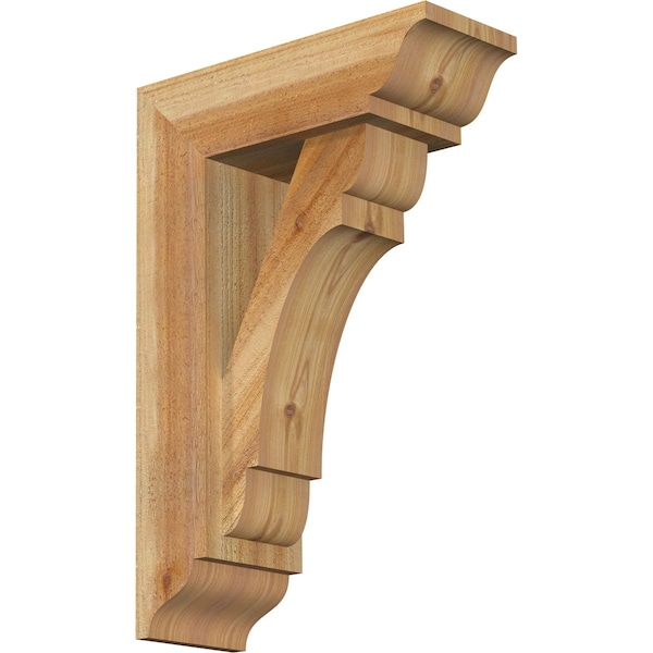 Ekena Millwork Olympic Traditional Rough Sawn Bracket w/ Offset Brace, Western Red Cedar, 6"W x 16"D x 24"H BKT0604X16X24OLY01RWR - main